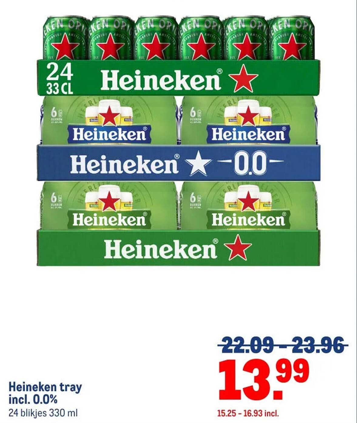 Heineken tray incl. 0.0% 24 blikjes 330 ml
