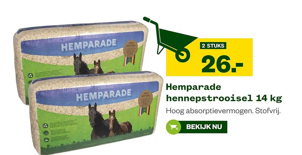 Hemparade hennepstrooisel 14 kg 2 STUKS