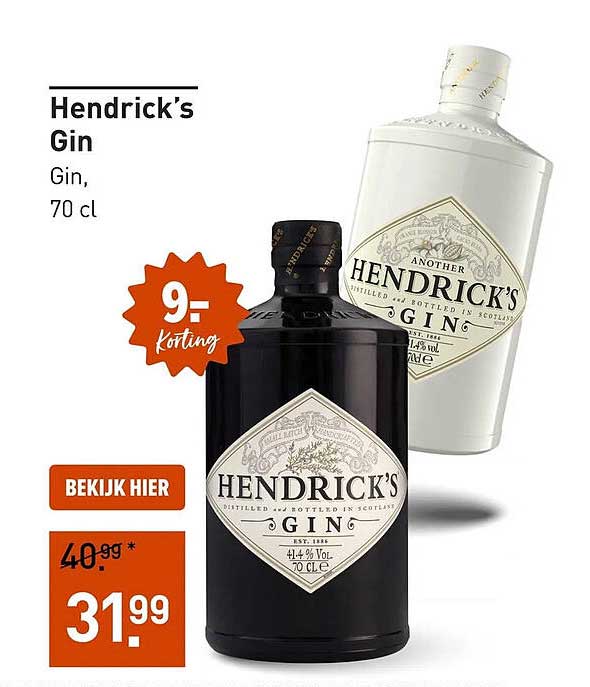 Hendrick's Gin Gin, 70 cl 9,- korting