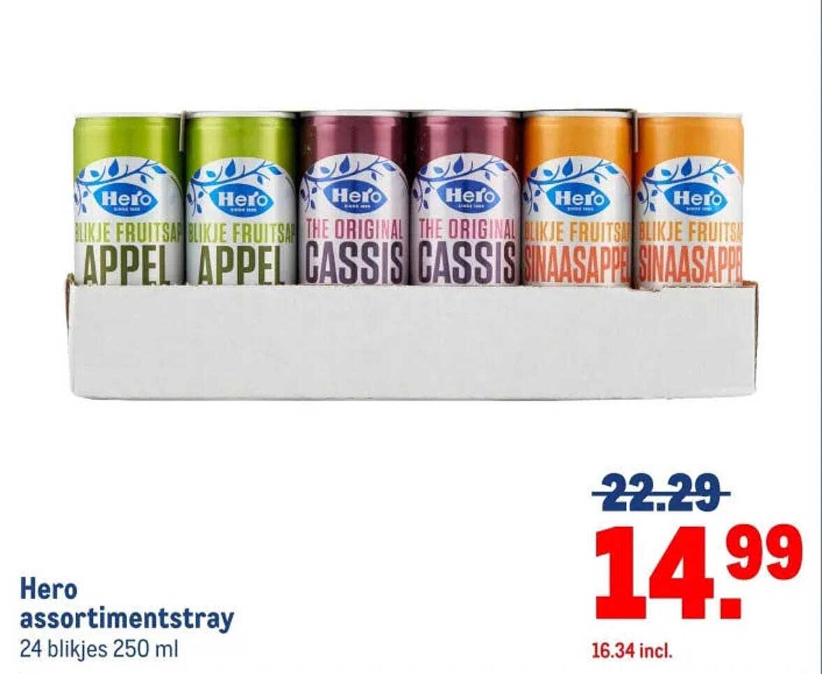 Hero assortimentstray 24 blikjes 250 ml