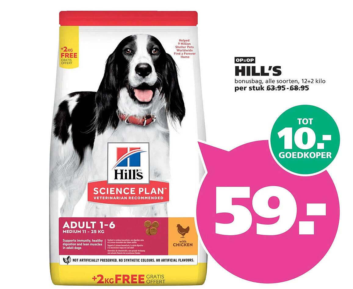 HILL'S bonusbag, alle soorten, 12+2 kilo