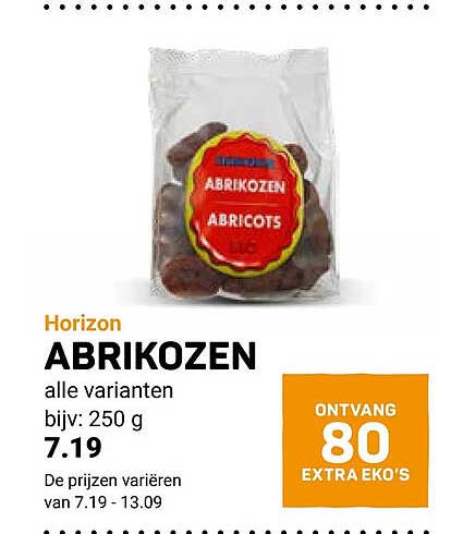 Horizon ABRIKOZEN alle varianten bijv: 250 g
