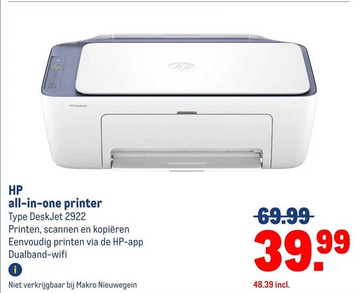 HP all-in-one printer Type DeskJet 2922