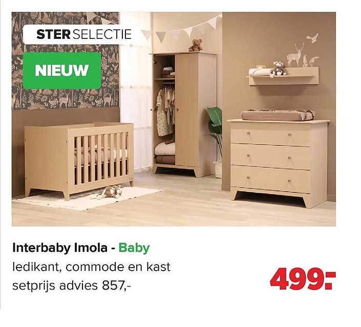 Interbaby Imola - Baby ledikant, commode en kast setprijs advies 857,-