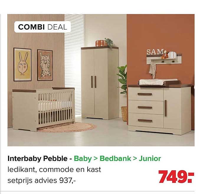 Interbaby Pebble - Baby > Bedbank > Junior ledikant, commode en kast