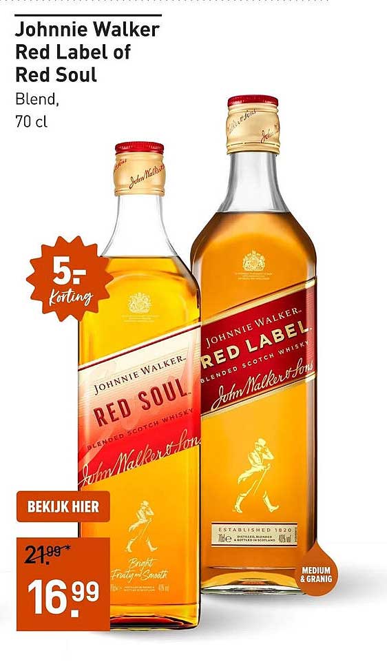 Johnnie Walker Red Label of Red Soul Blend, 70 cl