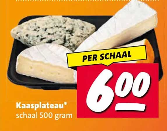 Kaasplateau* schaal 500 gram PER SCHAAL