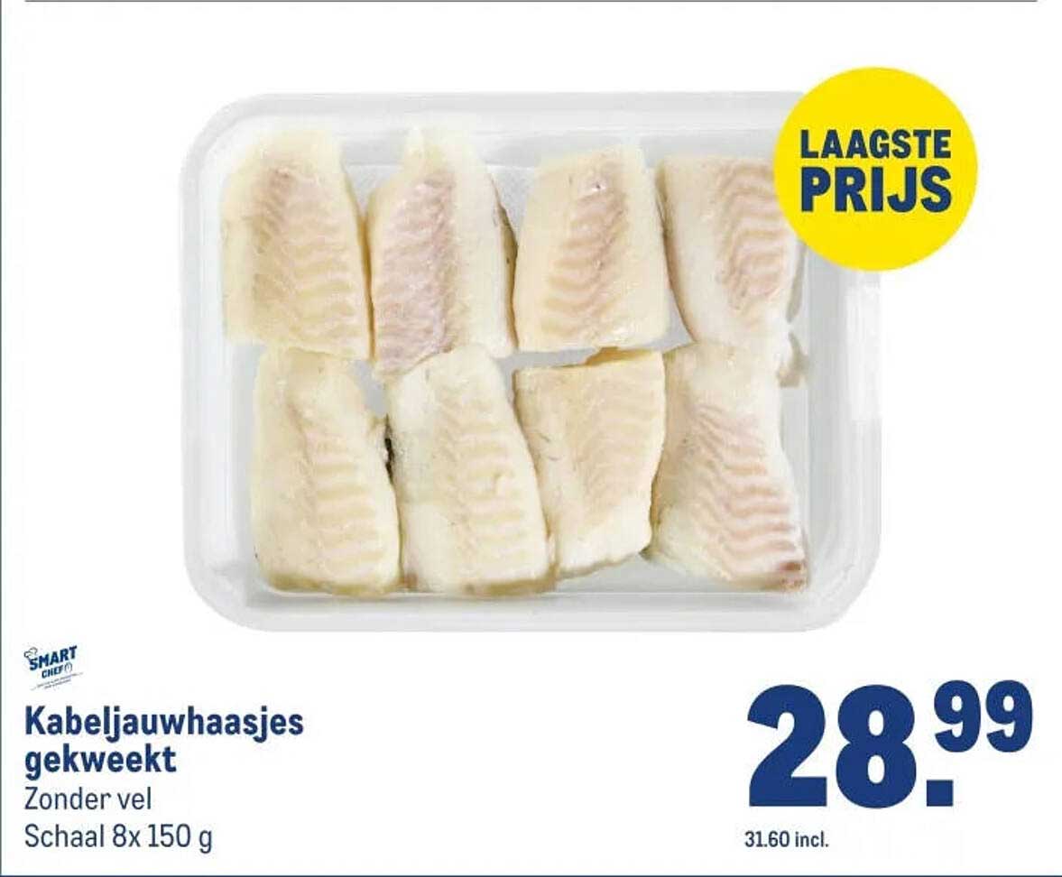 Kabeljauwhaasjes gekweekt Zonder vel Schaalt 8x 150 g