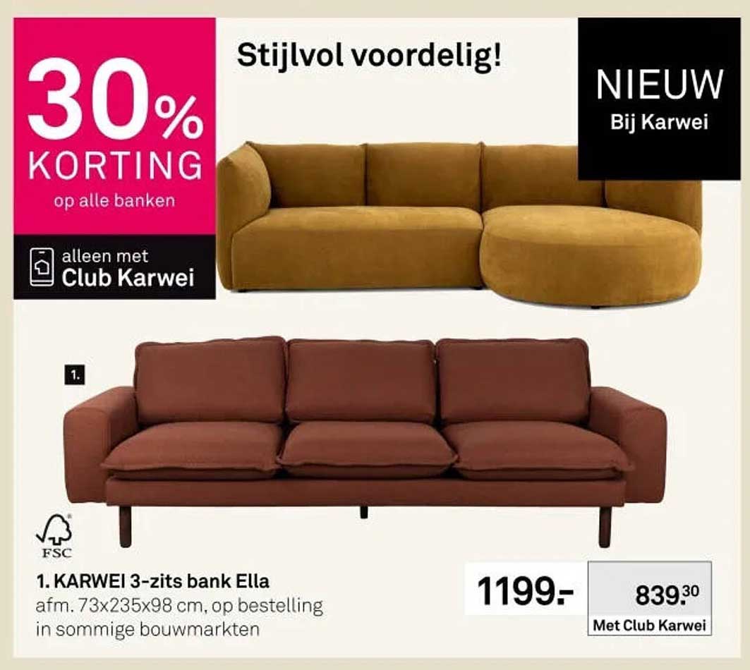 KARWEI 3-zits bank Ella