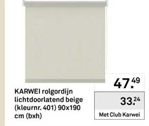 KARWEI rolgordijn lichtdoorlatend beige (kleurnr. 401) 90x190 cm (bxh)