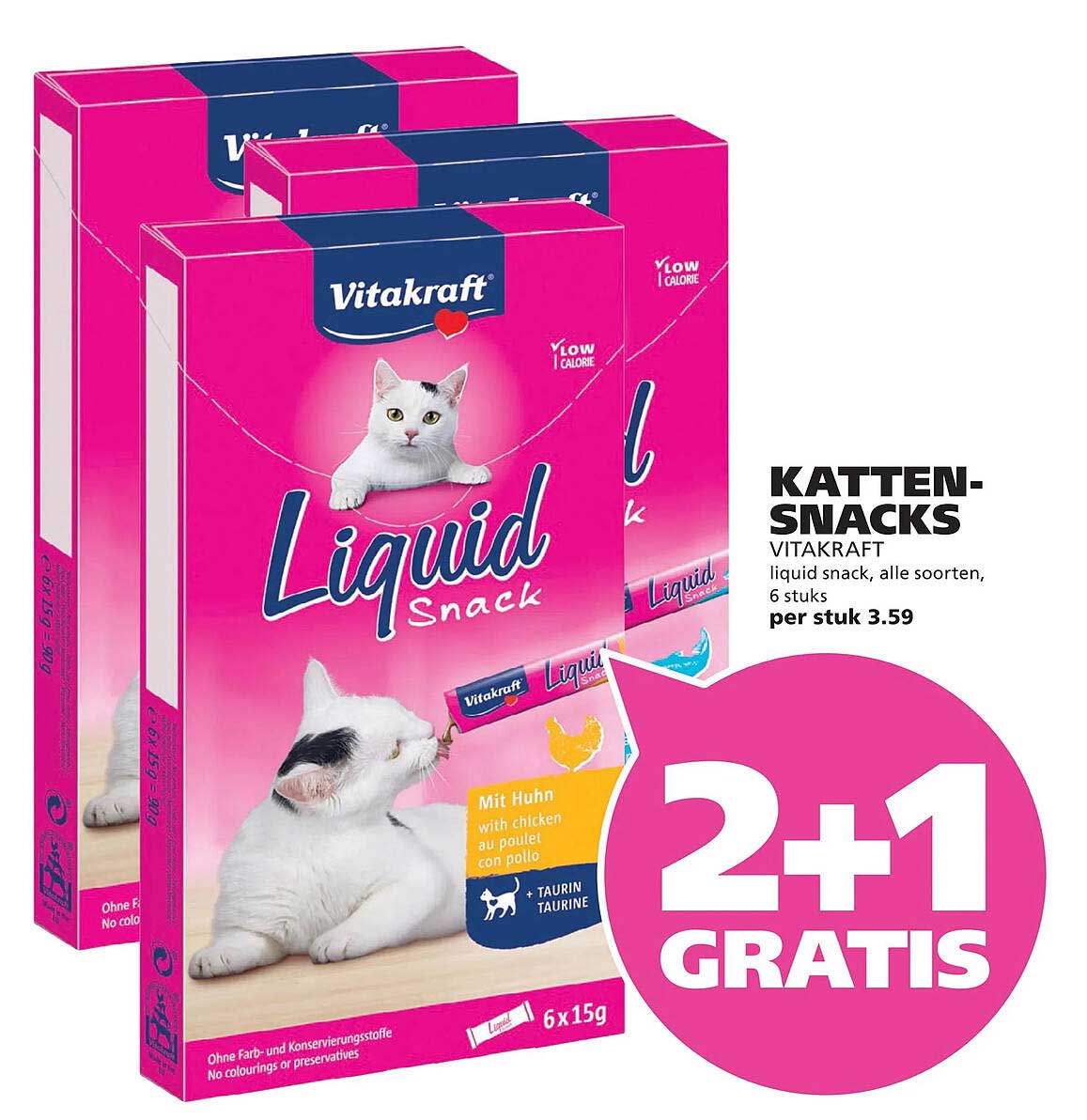 KATTEN-SNACKS VITAKRAFT liquid snack, alle soorten, 6 stuks 2+1 GRATIS