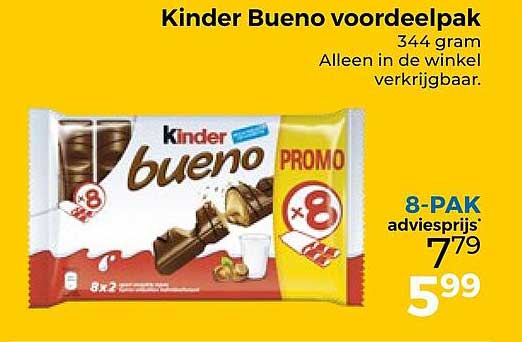 Kinder Bueno voordeelp ak 344 gram Alleen in de winkel verkrijgbaar. 8-PAK adviesprijs