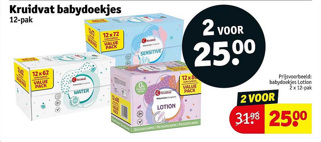 Kruidvat babydoekjes 12-pak 2 voor 25.00