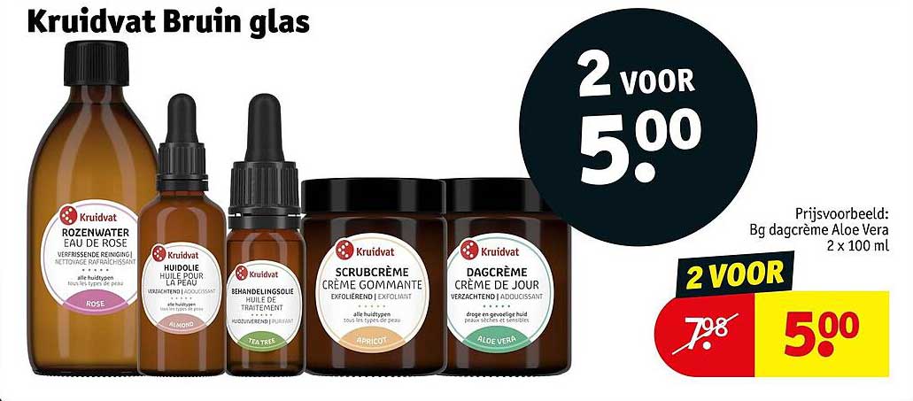 Kruidvat Bruin glas 2 voor 5.00