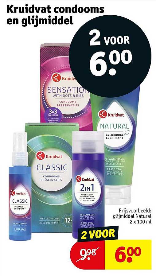 Kruidvat condooms en glijmiddel 2 VOOR 6.00