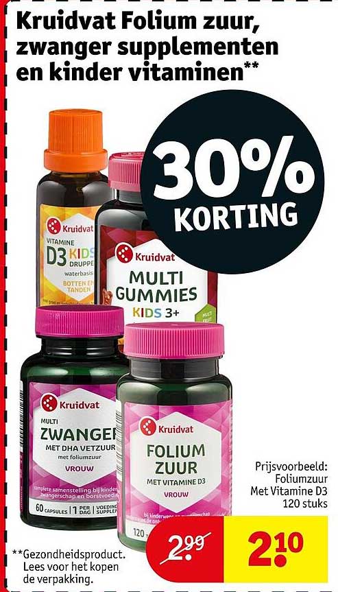 Kruidvat Folium zuur, zwanger supplementen en kinder vitaminen** 30% KORTING