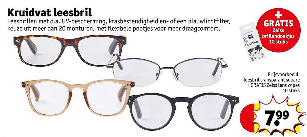 Kruidvat leesbril + GRATIS Zeiss brillendoekjes 10 stuks