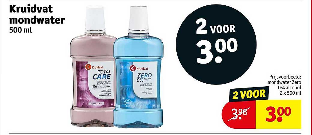 Kruidvat mondwater 500 ml 2 voor 3.00