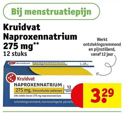 Kruidvat Naproxennatrium 275 mg** 12 stuks