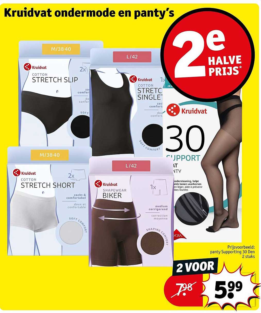 Kruidvat ondermode en panty’s 2e halve prijs