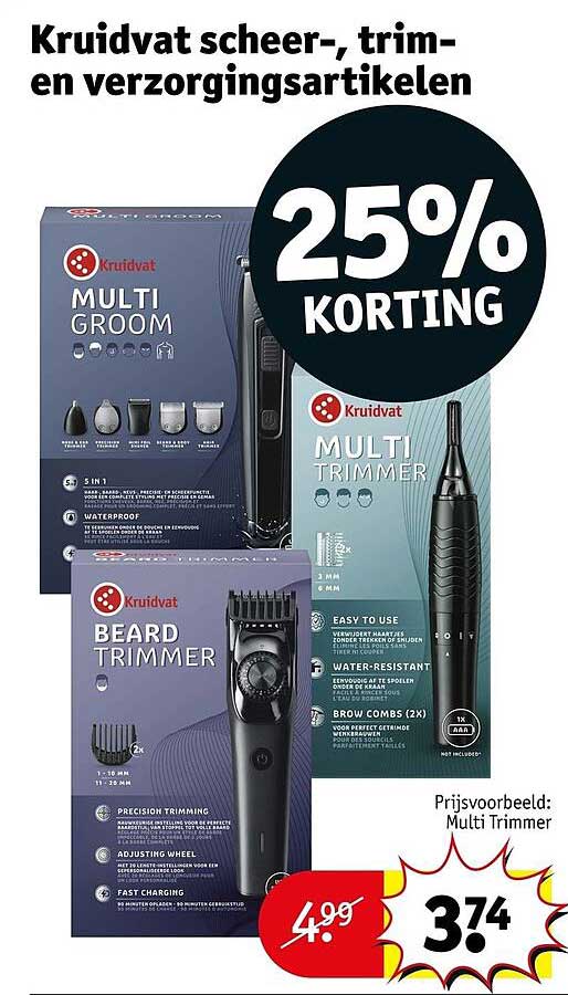 Kruidvat scheer-, trim- en verzorgingsartikelen 25% KORTING