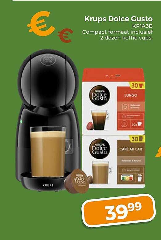 Krups Dolce Gusto KP1A3B Compact formaat inclusief 2 dozen koffie cups