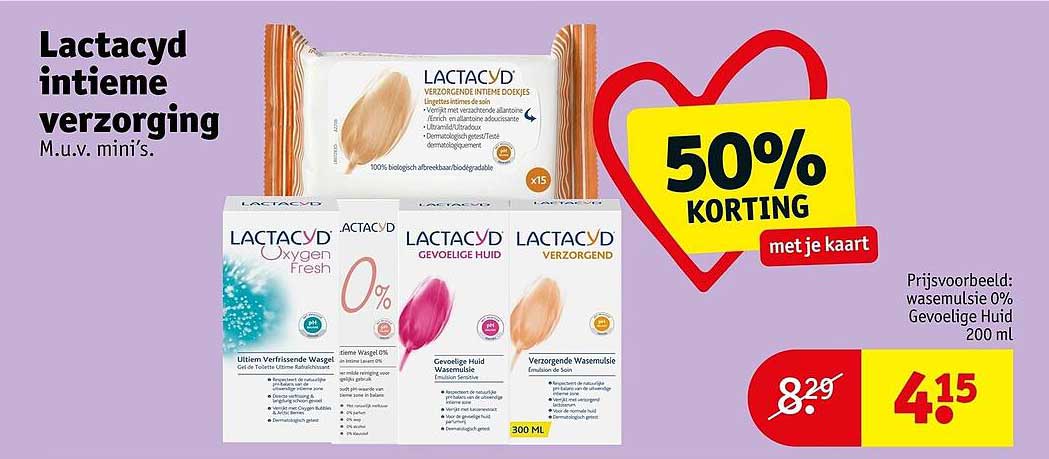 Lactacyd intieme verzorging M.u.v. mini’s. 50% KORTING met je kaart