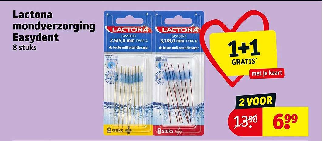 Lactona mondverzorging Easydent 8 stuks 1+1 gratis
