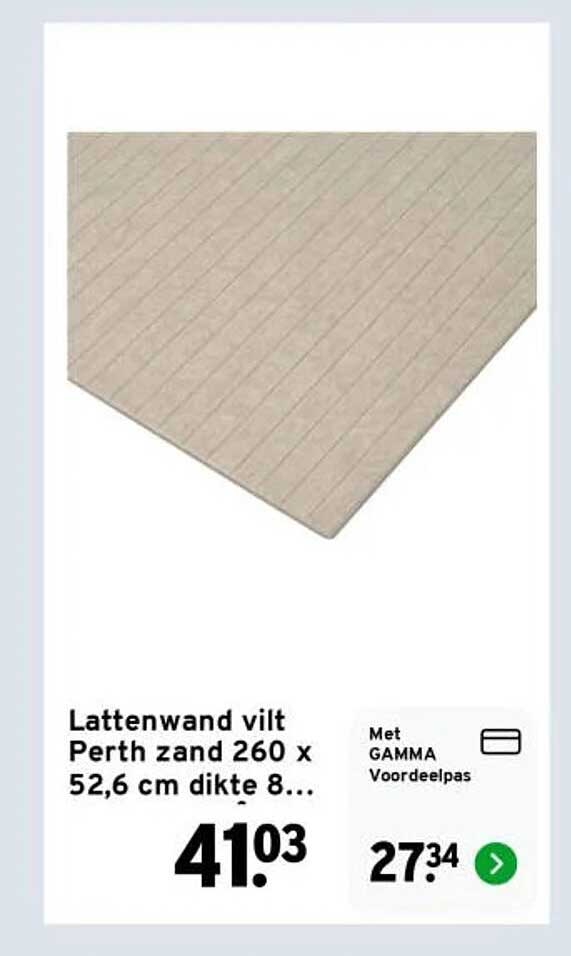 Lattenwand vilt Perth zand 260 x 52,6 cm dikte 8...