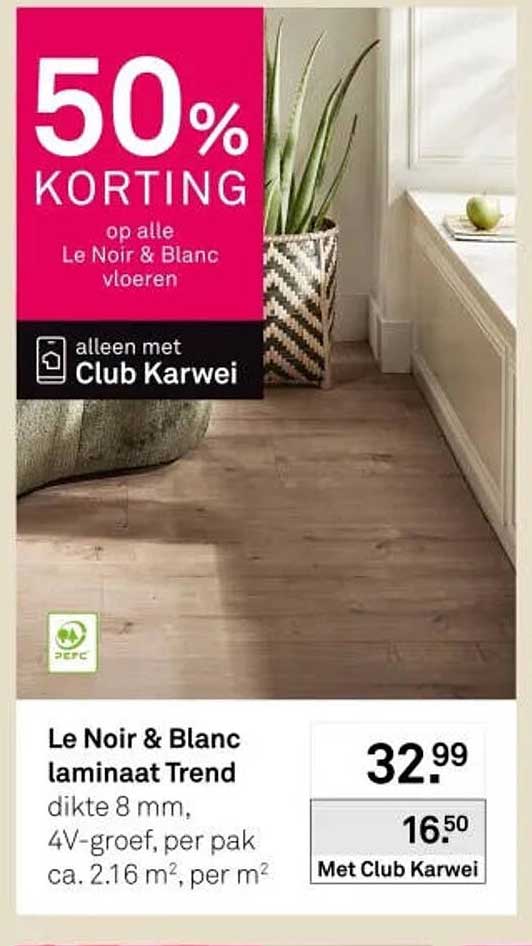 Le Noir & Blanc laminaat Trend 50% korting op alle Le Noir & Blanc vloeren alleen met Club Karwei