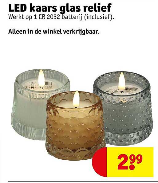 LED kaars glas reliëf