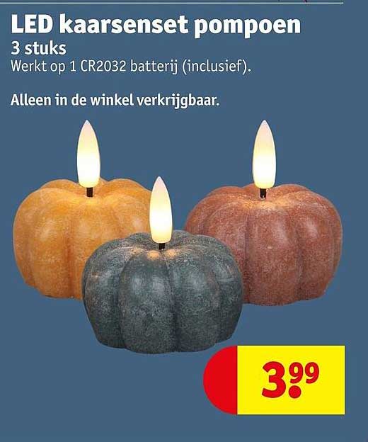 LED kaarsenset pompoen 3 stuks