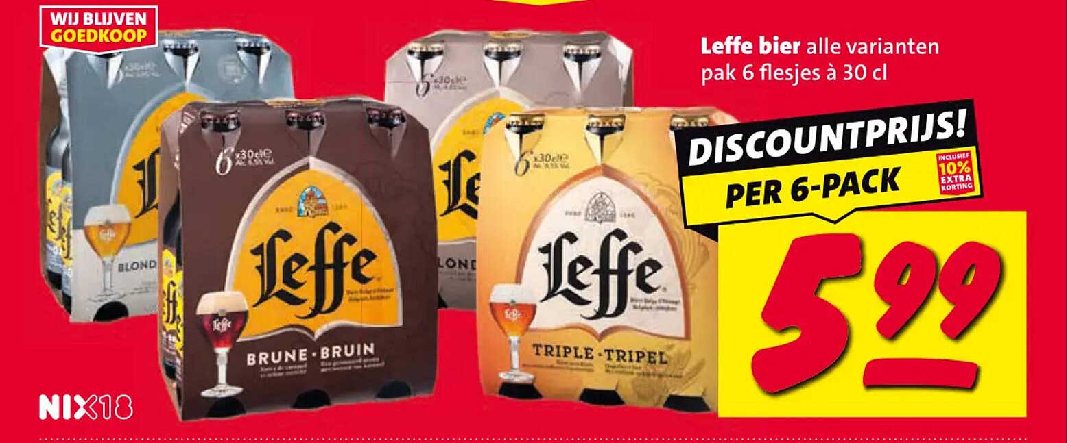 Leffe bier alle varianten pak 6 flesjes à 30 cl