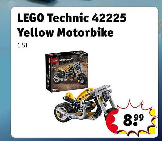LEGO Technic 42225 Yellow Motorbike