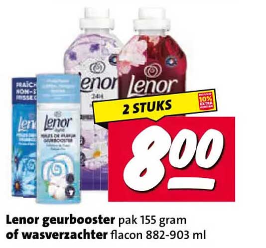 Lenor geurbooster pak 155 gram of wasverzachter flacon 882-903 ml 2 STUKS