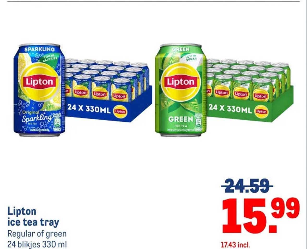 Lipton ice tea tray Regular of green 24 blikjes 330 ml