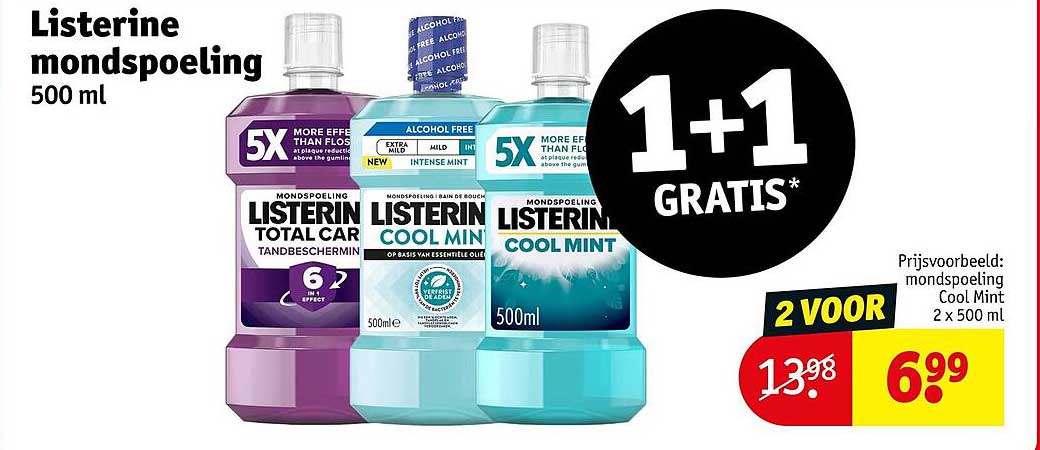 Listerine mondspoeling 500 ml 1+1 gratis