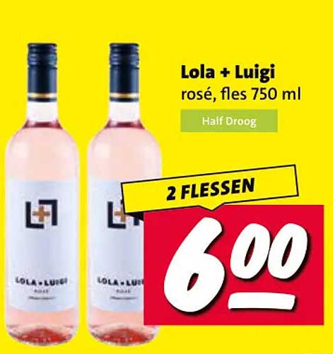 Lola + Luigi rosé, fles 750 ml Half Droog 2 flessen