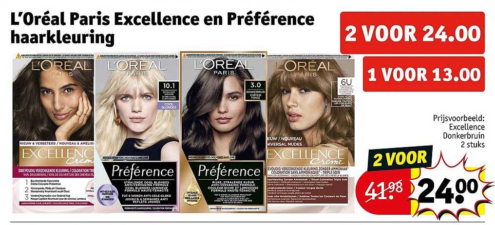 L'Oréal Paris Excellence en Préférence haarkleuring 2 VOOR 24.00