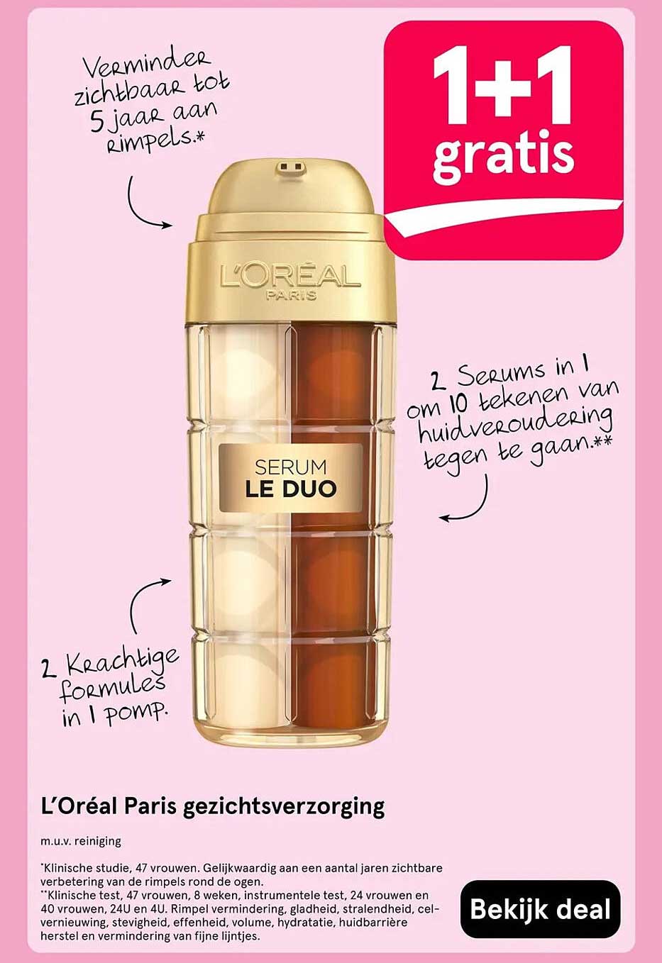 L'Oréal Paris gezichtsverzorging 1+1 gratis