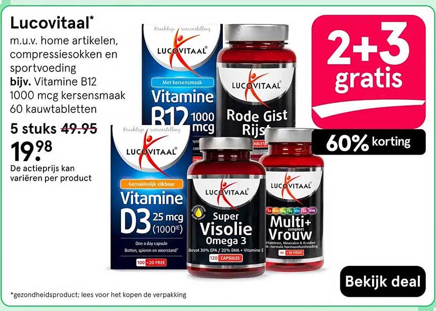 Lucovitaal* 2+3 gratis 60% korting