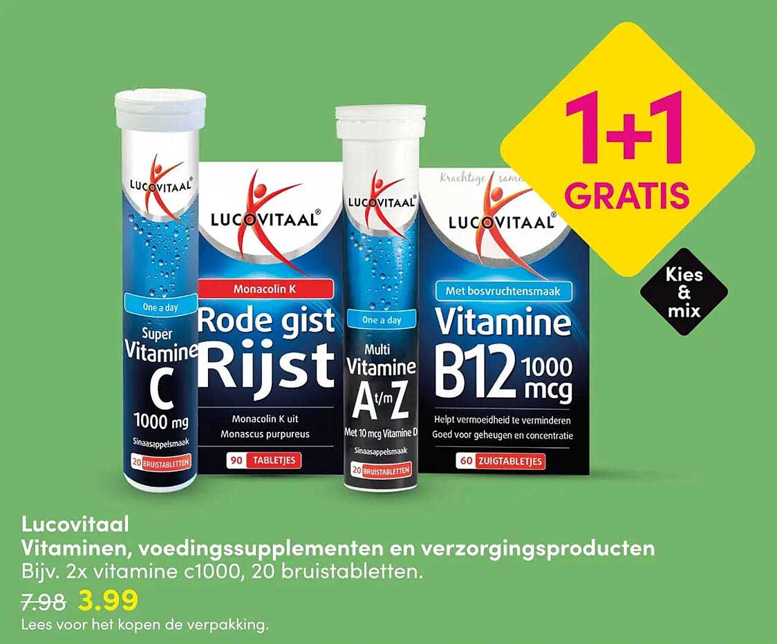 Lucovitaal Vitaminen, voedingssupplementen en verzorgingsproducten 1+1 gratis