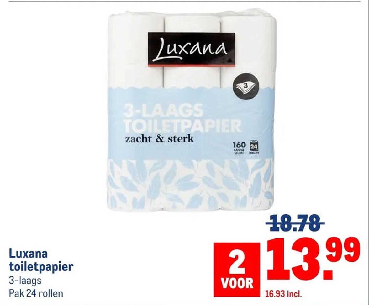 Luxana toiletpapier 3-laags Pak 24 rollen 2 voor