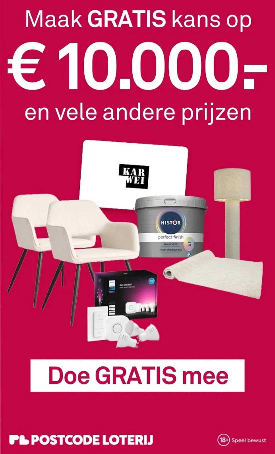 Maak GRATIS kans op € 10.000,- en vele andere prijzen Doe GRATIS mee