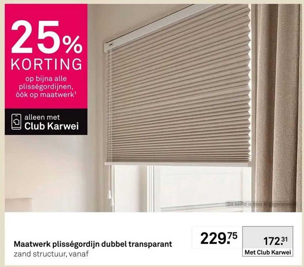Maatwerk plisségordijn dubbel transparant