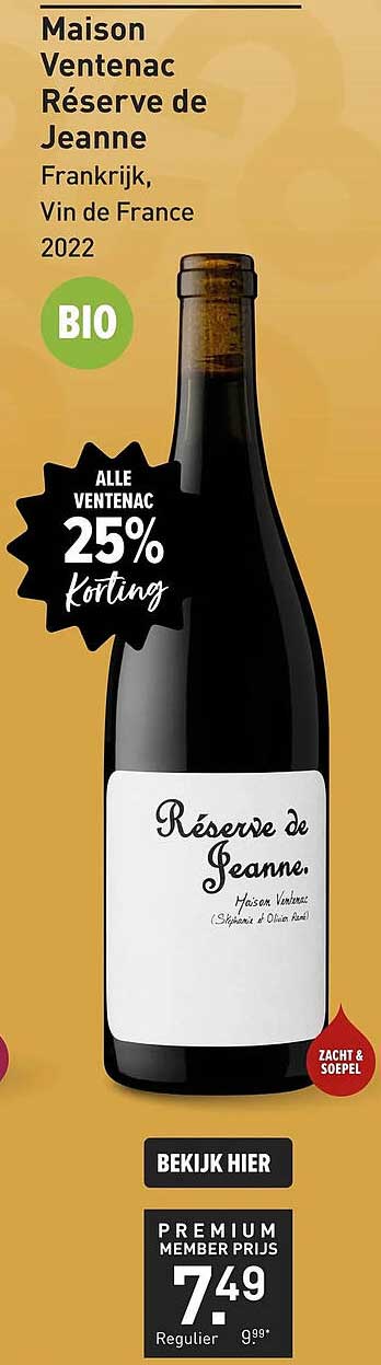 Maison Ventenac Réserve de Jeanne Frankrijk, Vin de France 2022 BIO Alle Ventenac 25% korting
