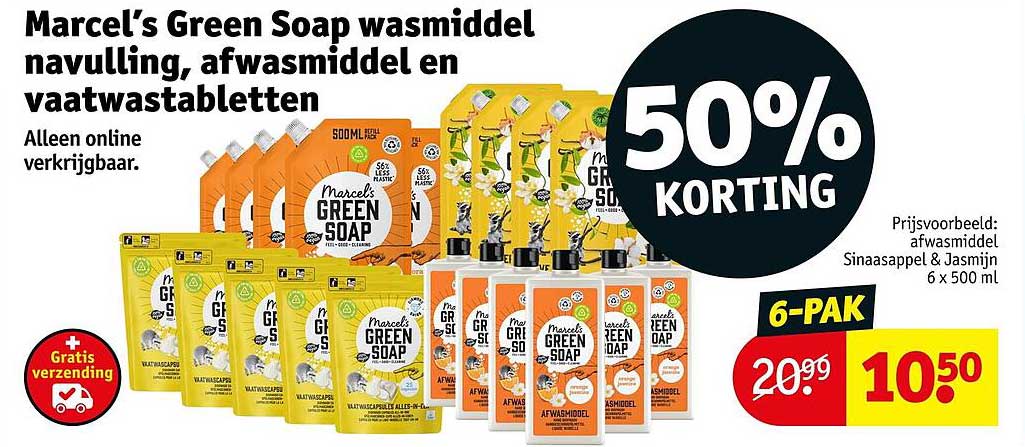 Marcel's Green Soap wasmiddel navulling, afwasmiddel en vaatwastabletten
