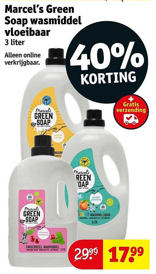 Marcel’s Green Soap wasmiddel vloeibaar 3 liter 40% KORTING