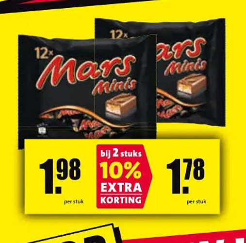 Mars minis bij 2 stuks 10% EXTRA KORTING