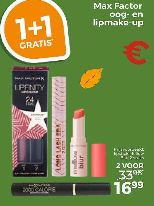Max Factor oog- en lipmake-up 1+1 GRATIS